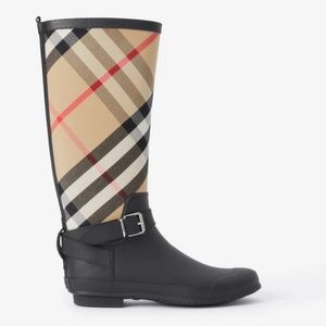 Burberry Strap Detail House Check and Rubber Rain Boots